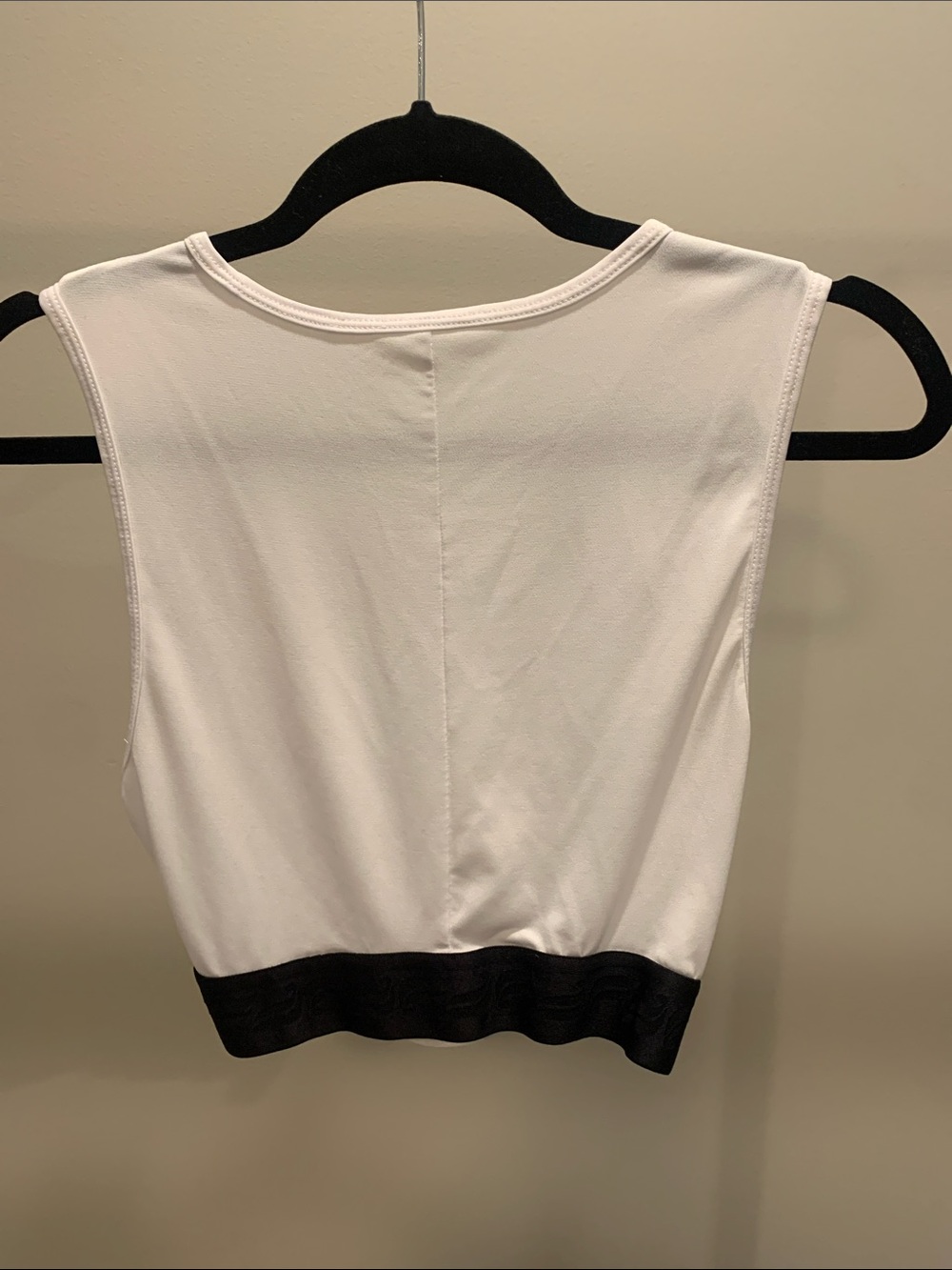 Fabletics White Crop Tank with Black Hem